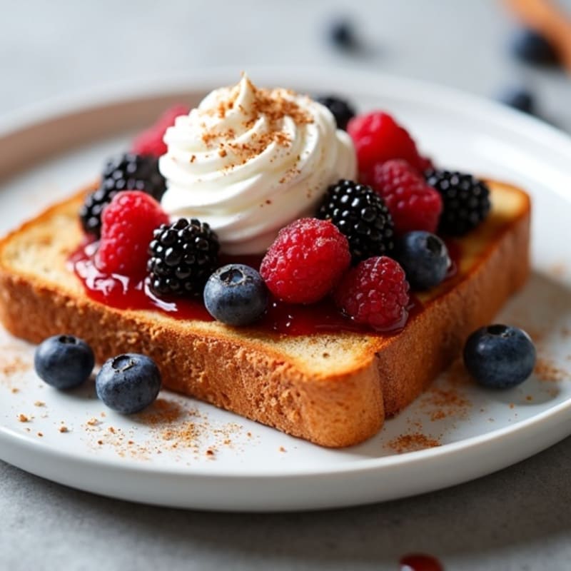 Crispy Whole Grain Toast with Creamy Peanut Butter and Warm Berry Compote
