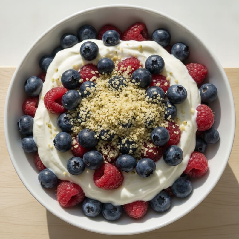 Silky Vanilla Protein Yogurt Parfait with Berries