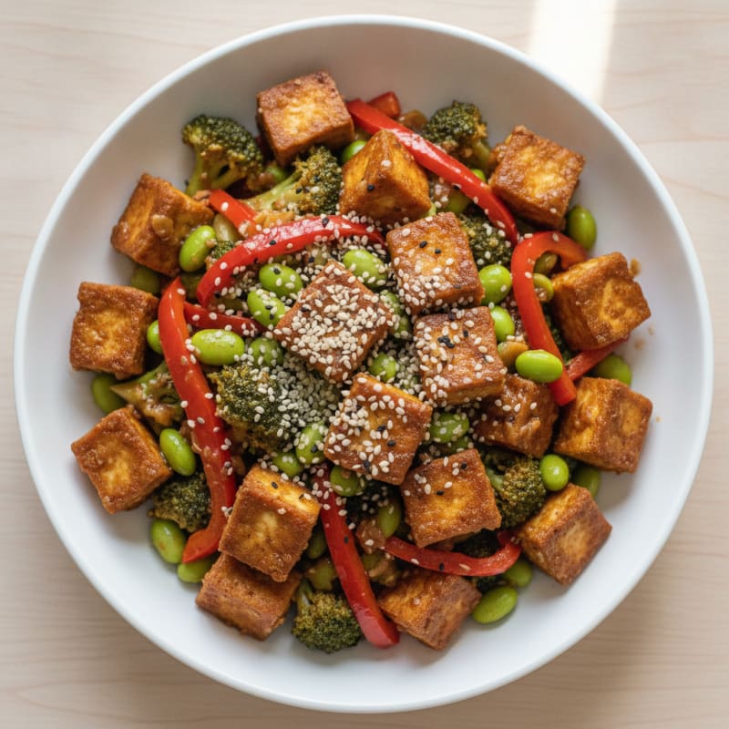 Sesame Tofu Stir-Fry with Mixed Vegetables