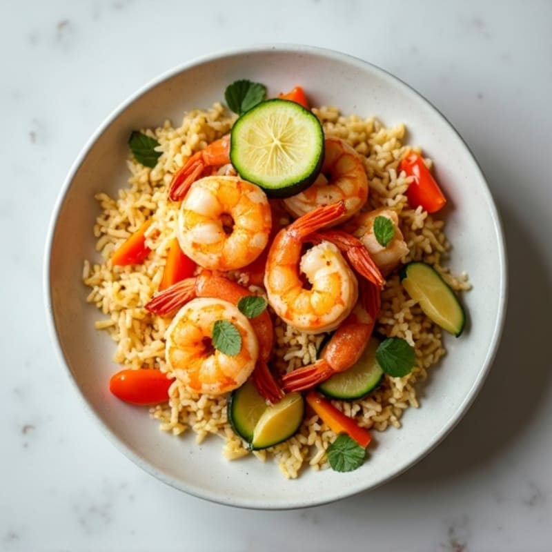 Fresh Seafood with Saffron Rice and Crisp Vegetables