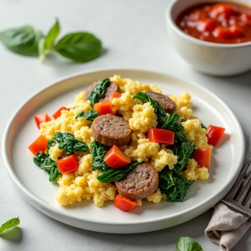 Egg White and Turkey Sausage Scramble with Spinach