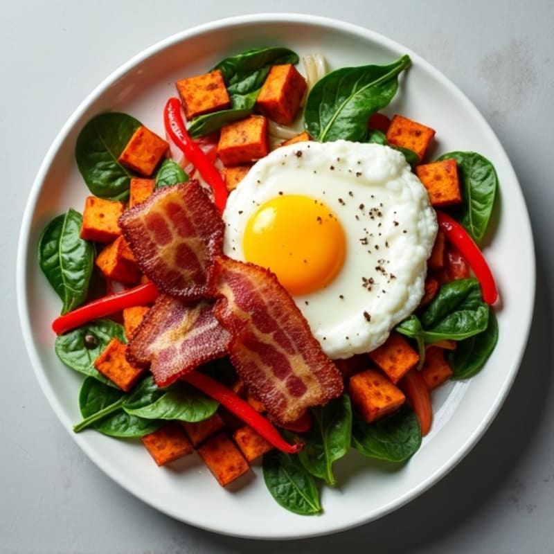 Maple-Spiced Sweet Potato Hash with Crispy Turkey Bacon