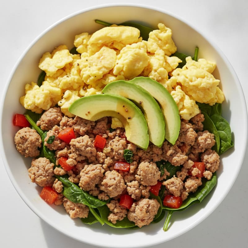 Microwave Sausage and Egg Breakfast Bowl
