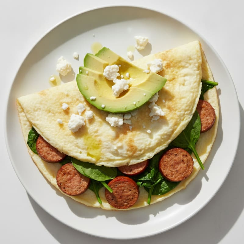 Egg White Spinach Omelet with Turkey Sausage