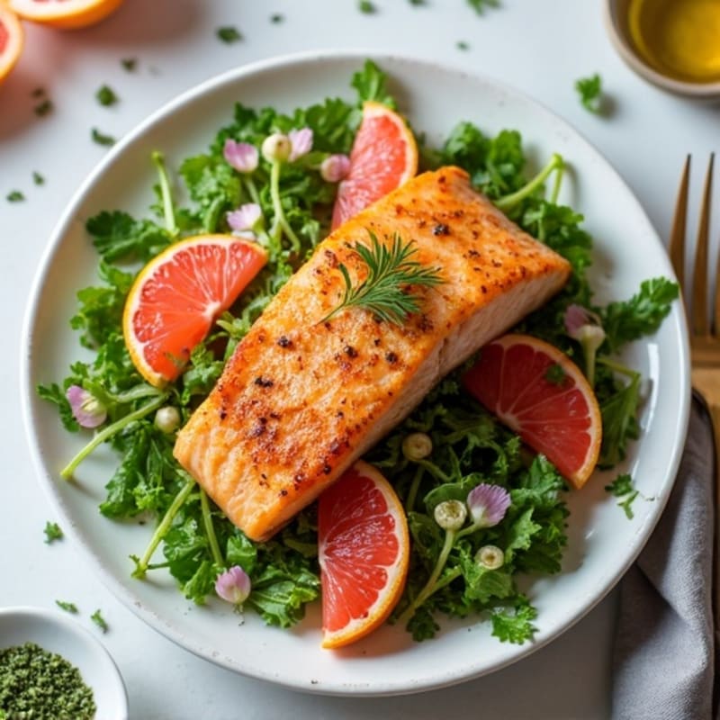Crispy Skin Salmon with Bright Grapefruit and Herb Salad