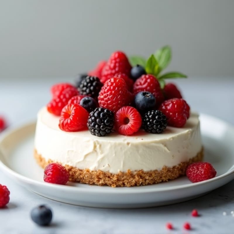 Greek Yogurt Protein Cheesecake with Fresh Berries