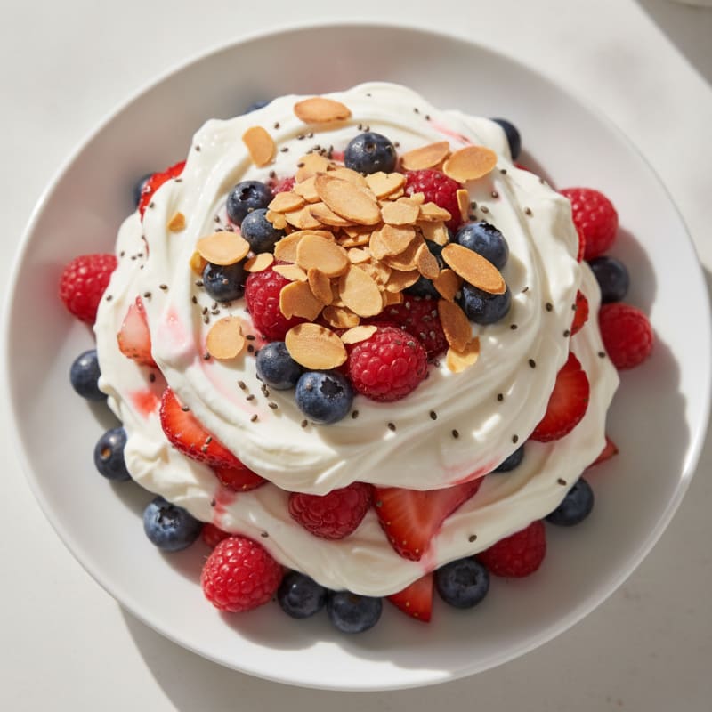 Silky Greek Yogurt Protein Parfait with Mixed Berries