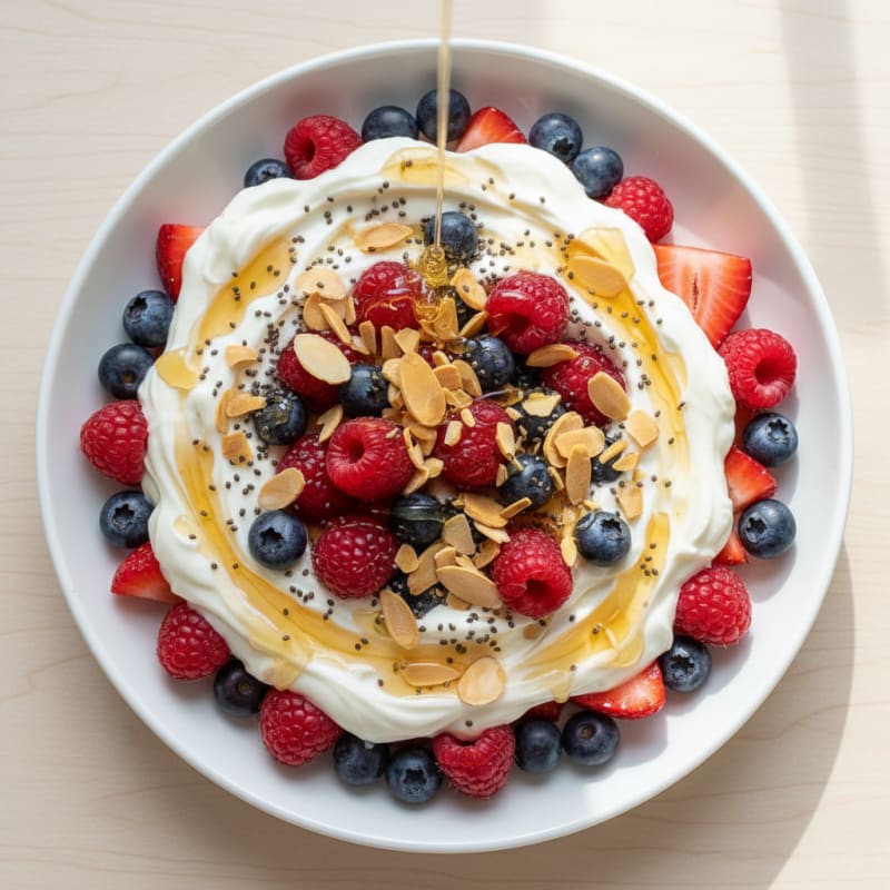Greek Yogurt Protein Parfait with Mixed Berries