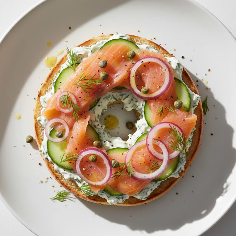 Creamy Smoked Salmon Everything Bagel