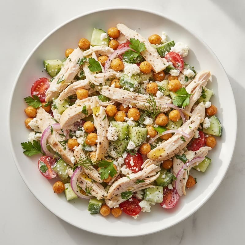 Herby Chicken and Chickpea Salad with Yogurt Dressing