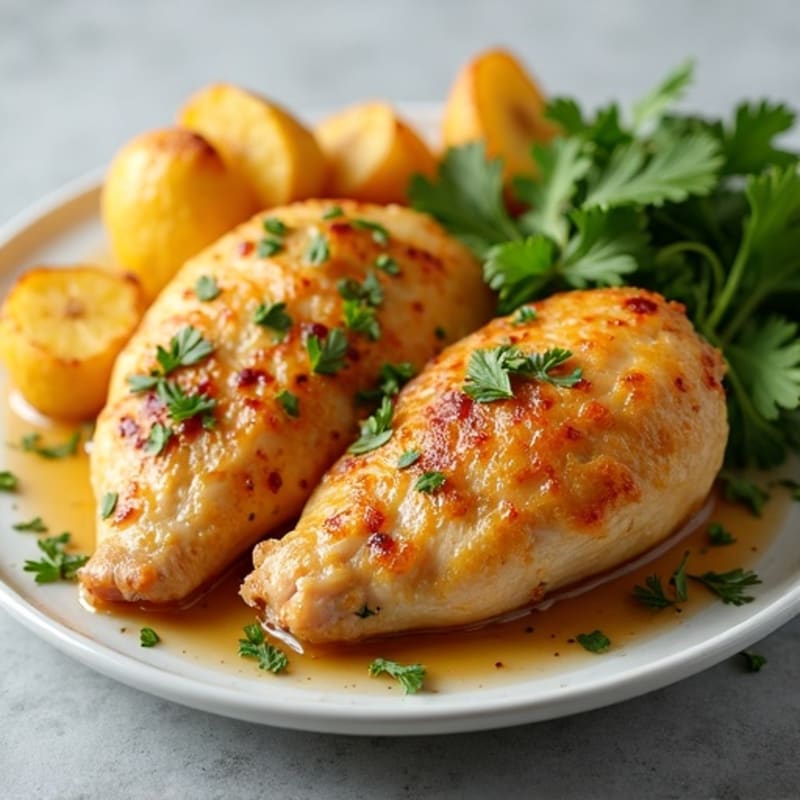 Lemon Garlic Roasted Chicken and Crispy Potatoes