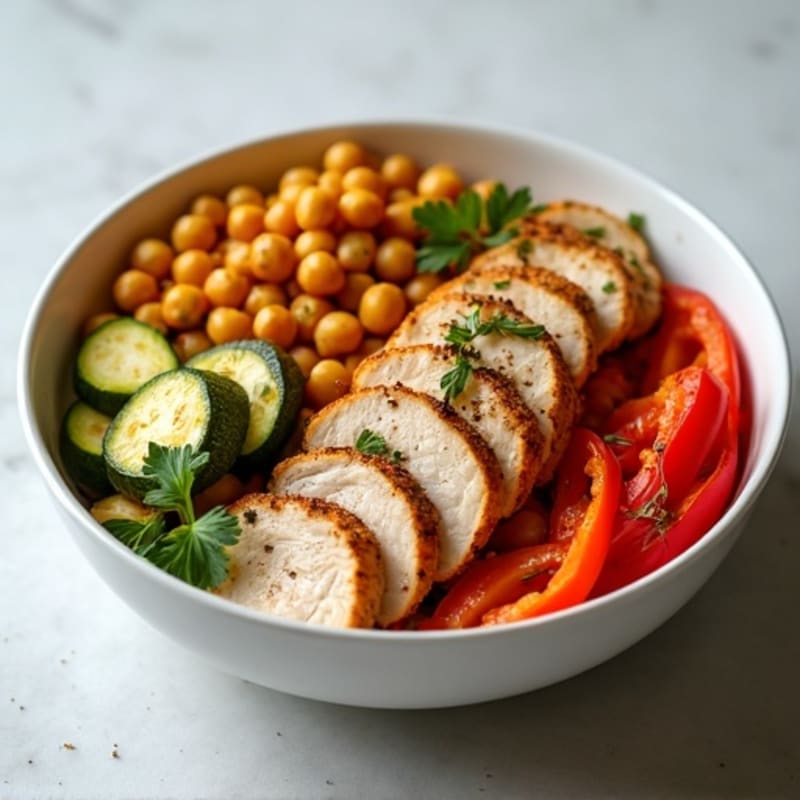 Herb-Spiced Chicken Shawarma Bowl with Roasted Vegetables