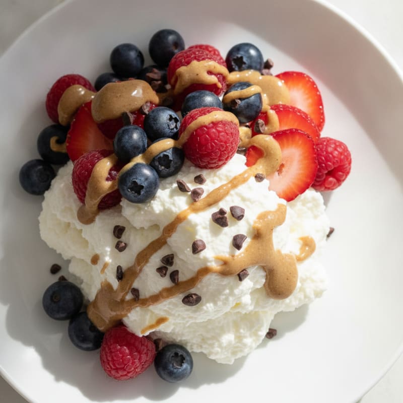 Greek Yogurt Protein Mousse with Mixed Berries