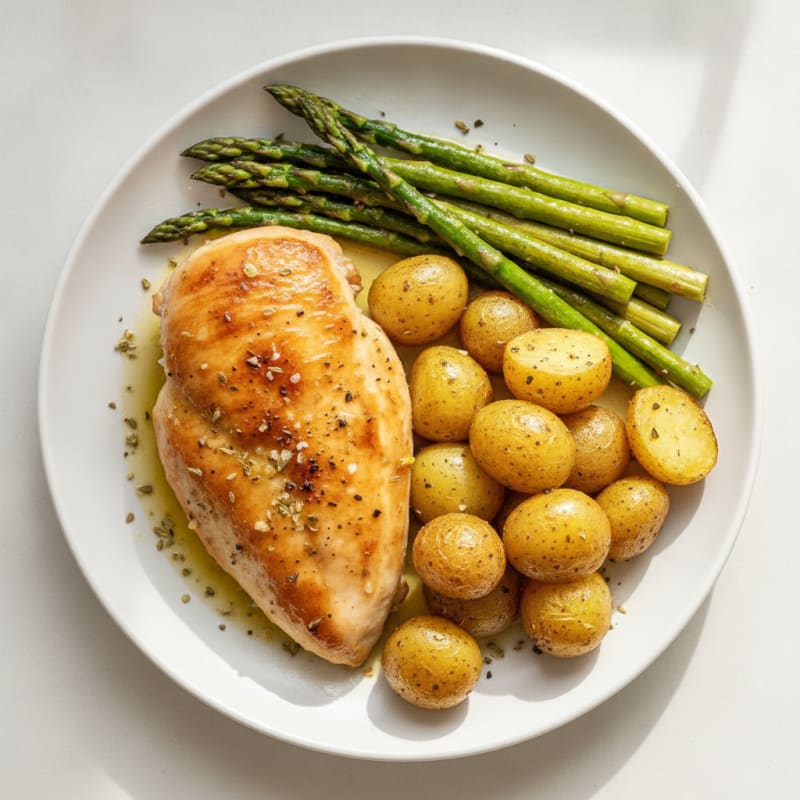 Lemon Herb Roasted Chicken with Asparagus