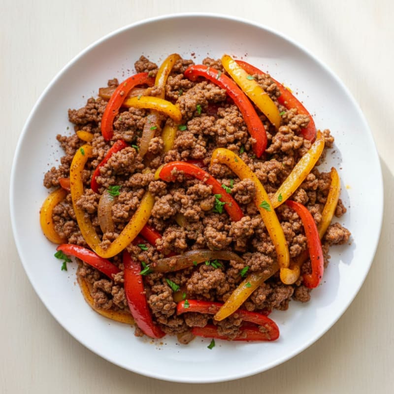 Smoky Ground Beef and Pepper Skillet