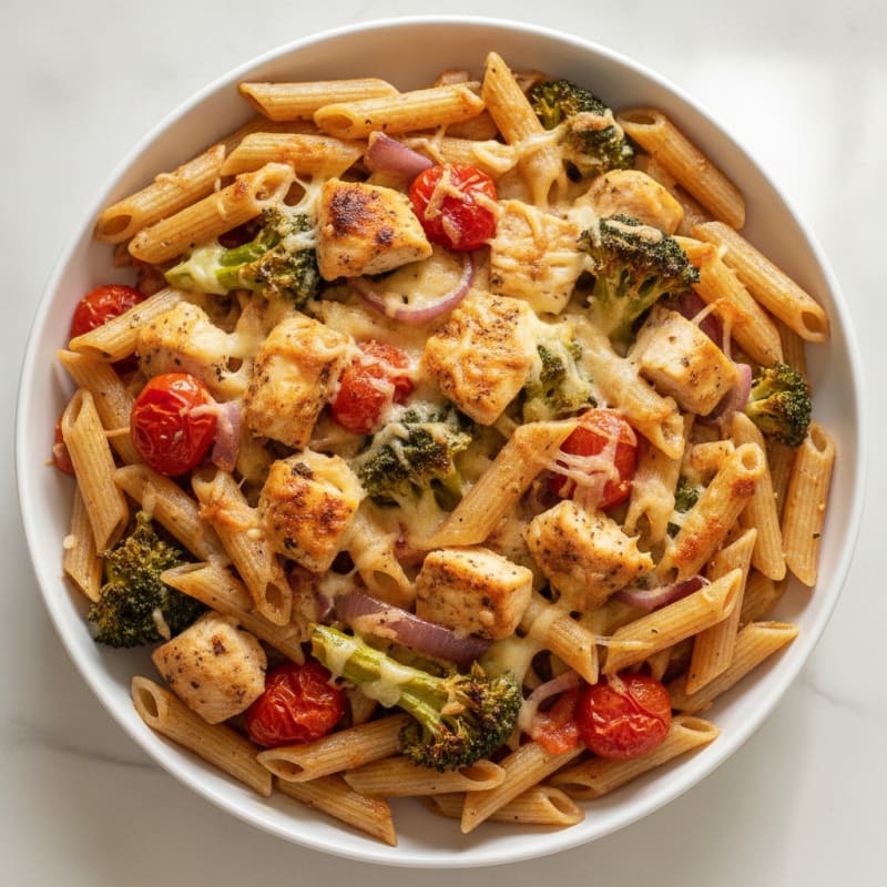 Chicken and Roasted Vegetable Pasta Bake