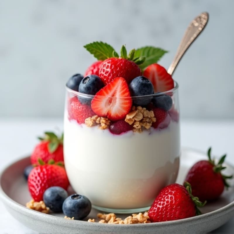 Greek Yogurt Protein Parfait with Mixed Berries and Almond Butter