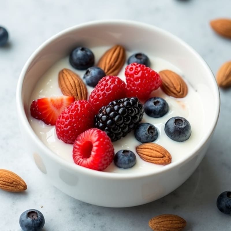Creamy Greek Yogurt with Fresh Berries and Crunchy Almonds