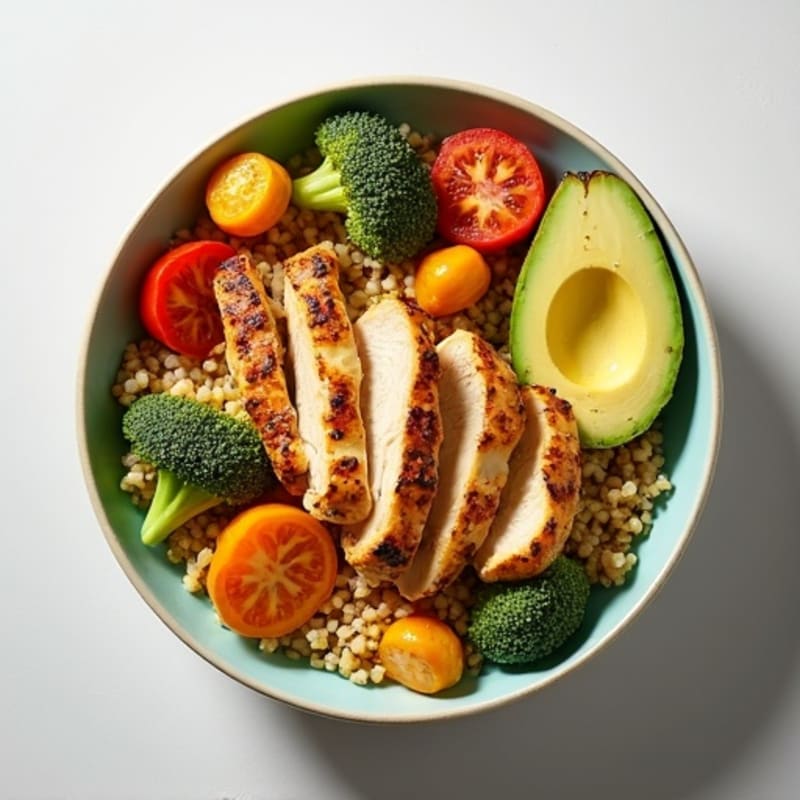 Grilled Chicken and Quinoa Bowl with Roasted Vegetables
