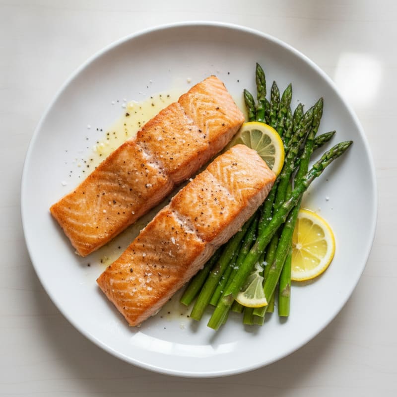 Pan-Seared Salmon with Roasted Asparagus