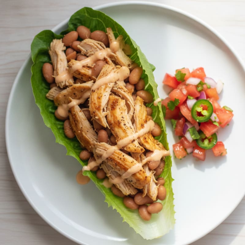 Lean Chicken and Pinto Bean Lettuce Burrito