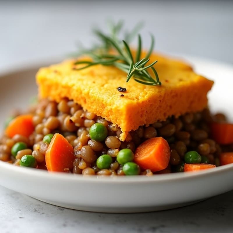 Savory Lentil Shepherd's Pie with Creamy Sweet Potato Topping