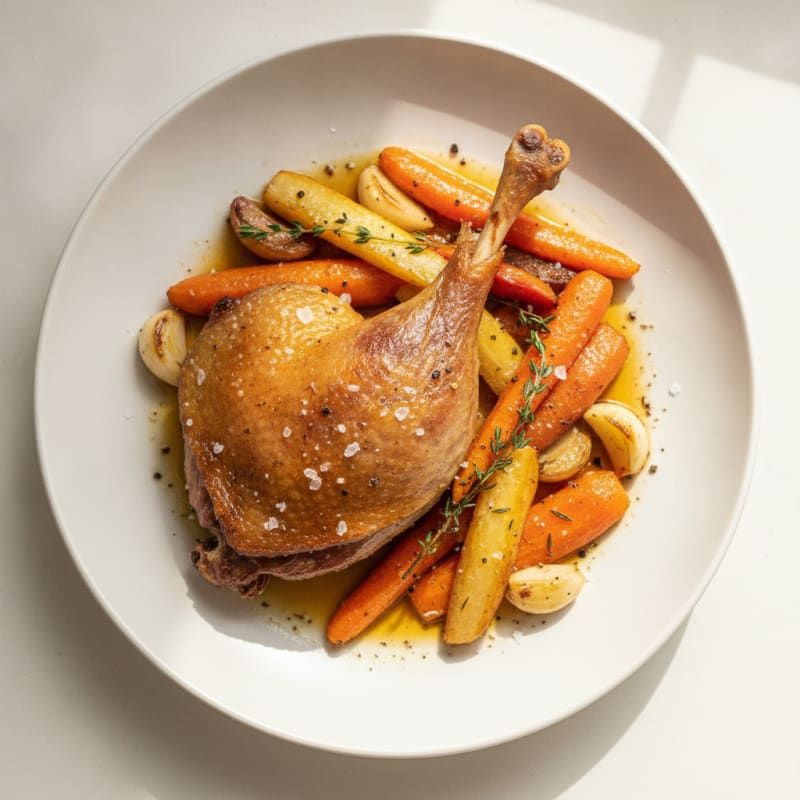 Confit Duck Leg with Roasted Root Vegetables