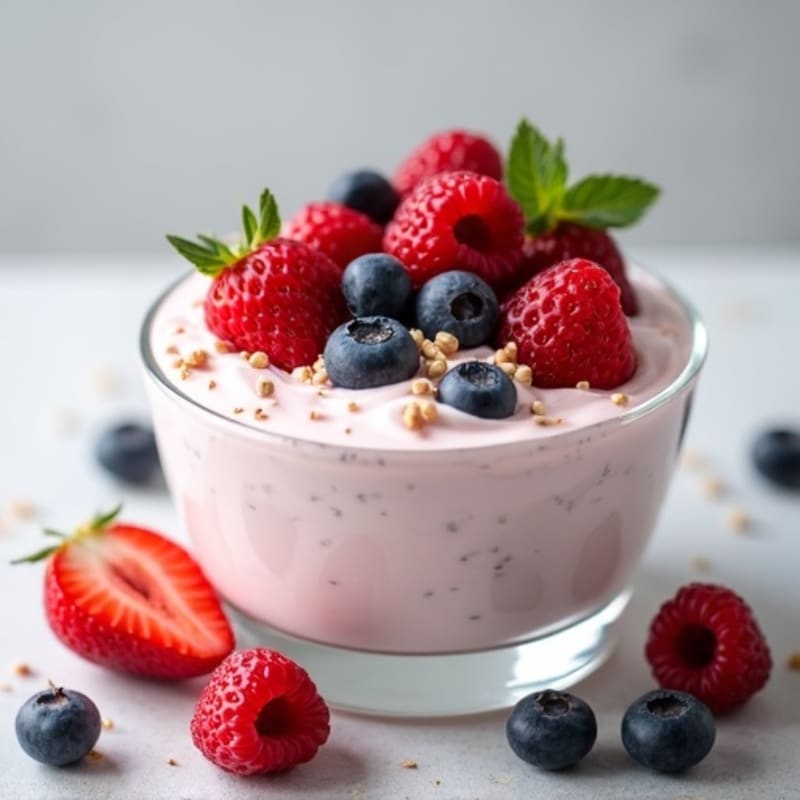 Silky Greek Yogurt Protein Mousse with Mixed Berries