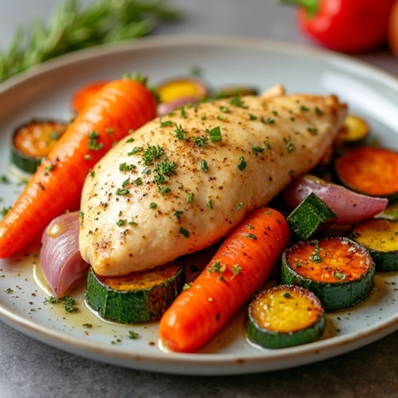 Sheet Pan Lemon Herb Roasted Chicken and Crispy Vegetables