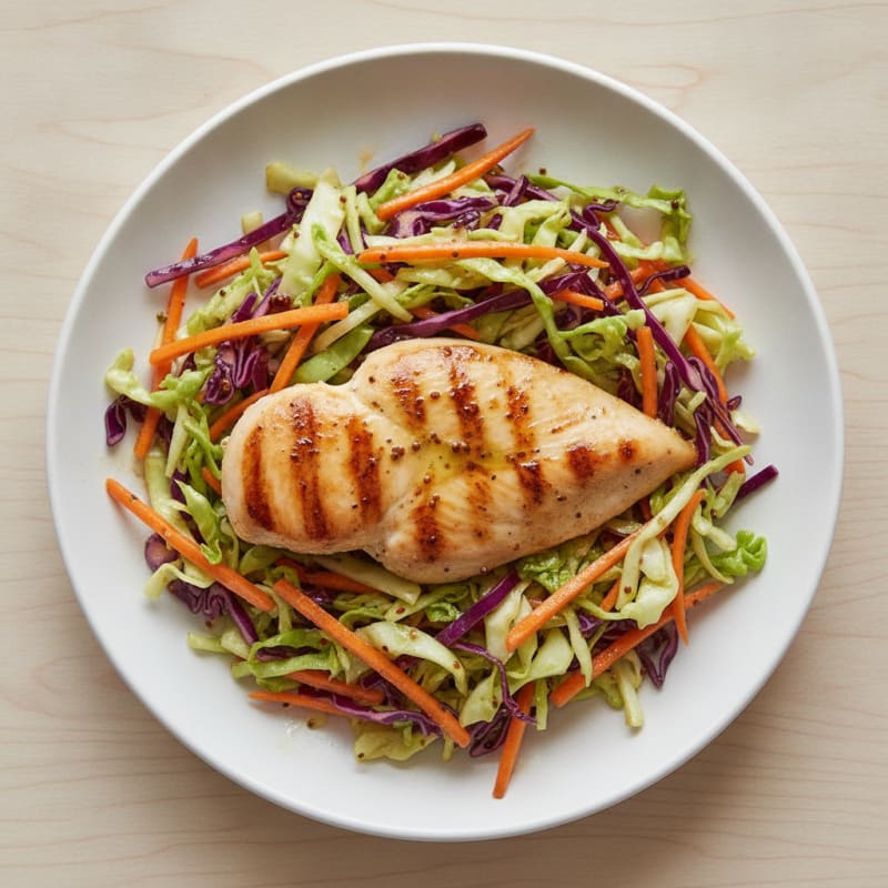 Grilled Chicken Breast with Crunchy Cabbage Slaw