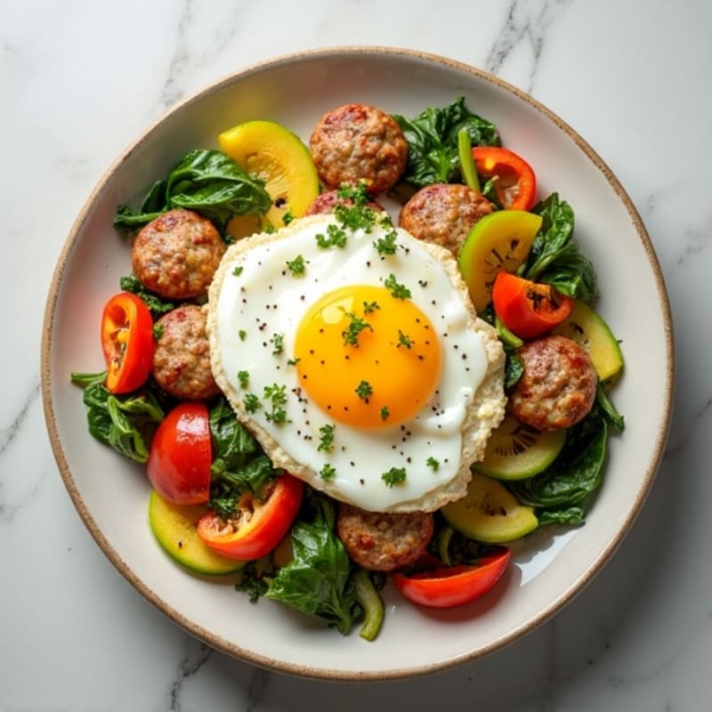 Egg White Veggie Scramble with Turkey Sausage