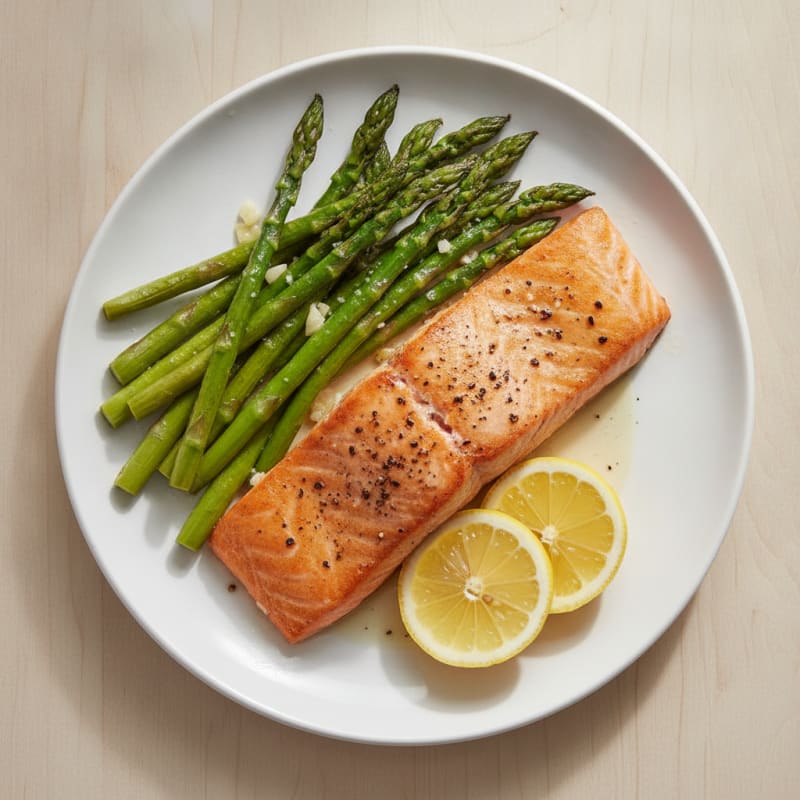Pan-Seared Salmon with Roasted Asparagus