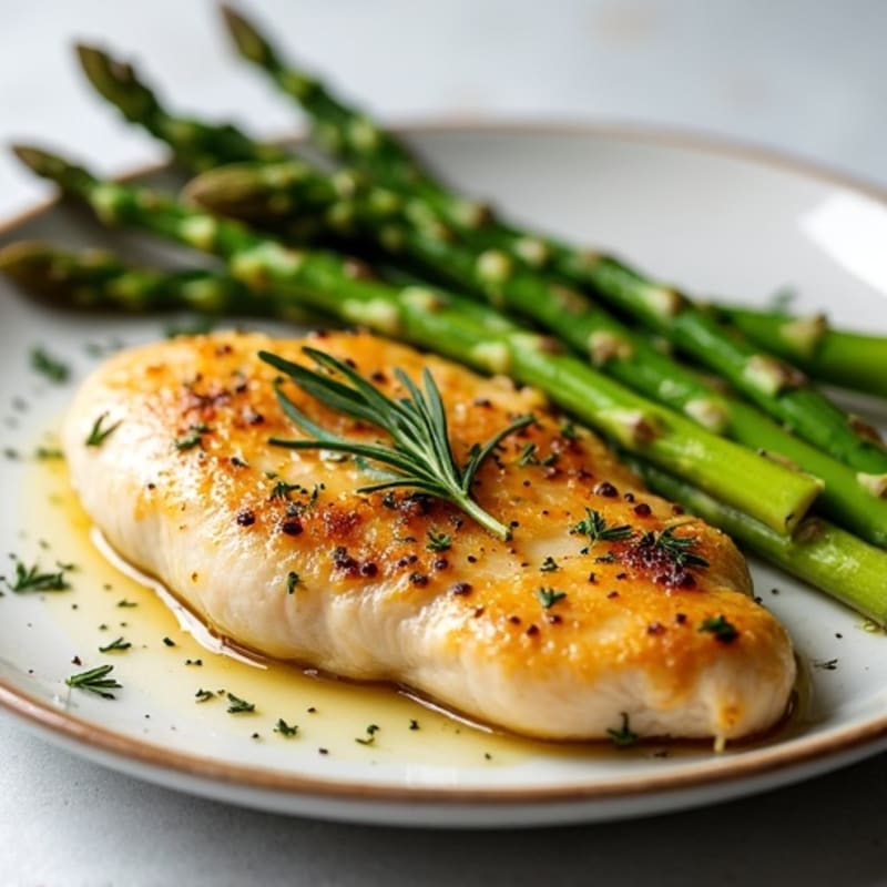 Lemon Herb Roasted Chicken Breast with Crispy Roasted Asparagus