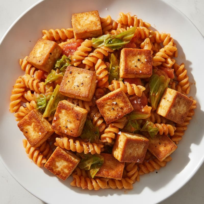 Tofu et Pâtes à la Sauce Tomate