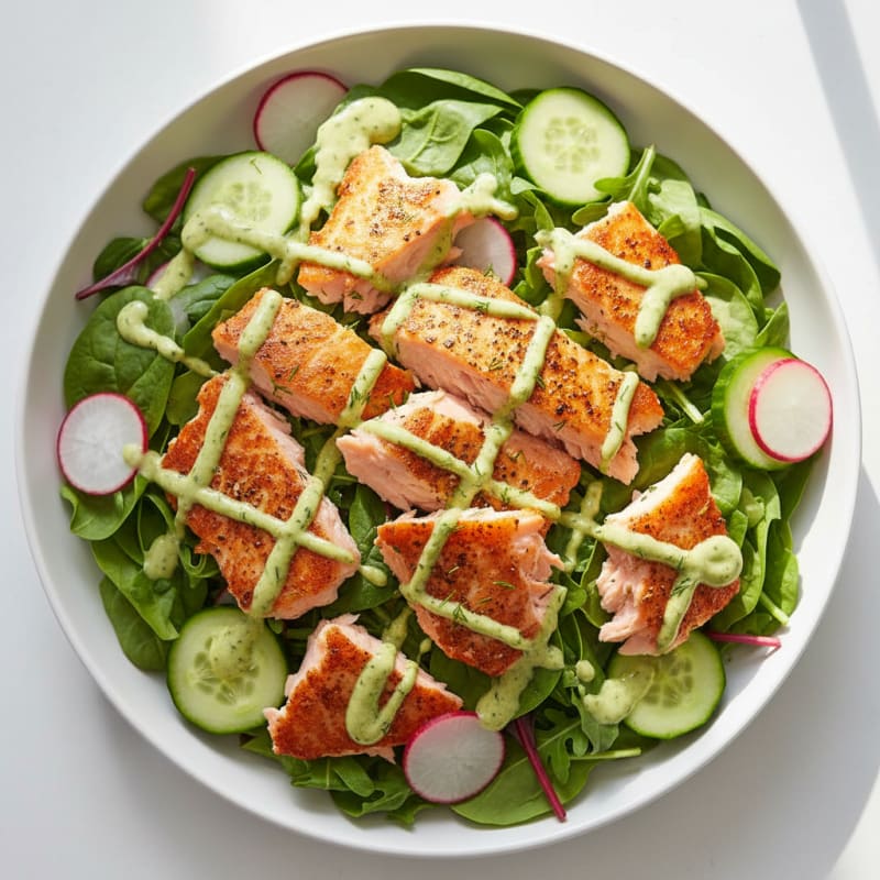 Flaked Salmon Salad with Lemon-Dill Dressing