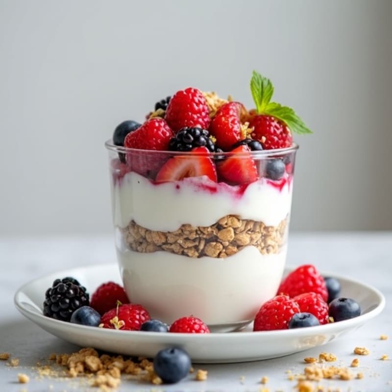 Creamy Greek Yogurt Protein Parfait with Mixed Fruit