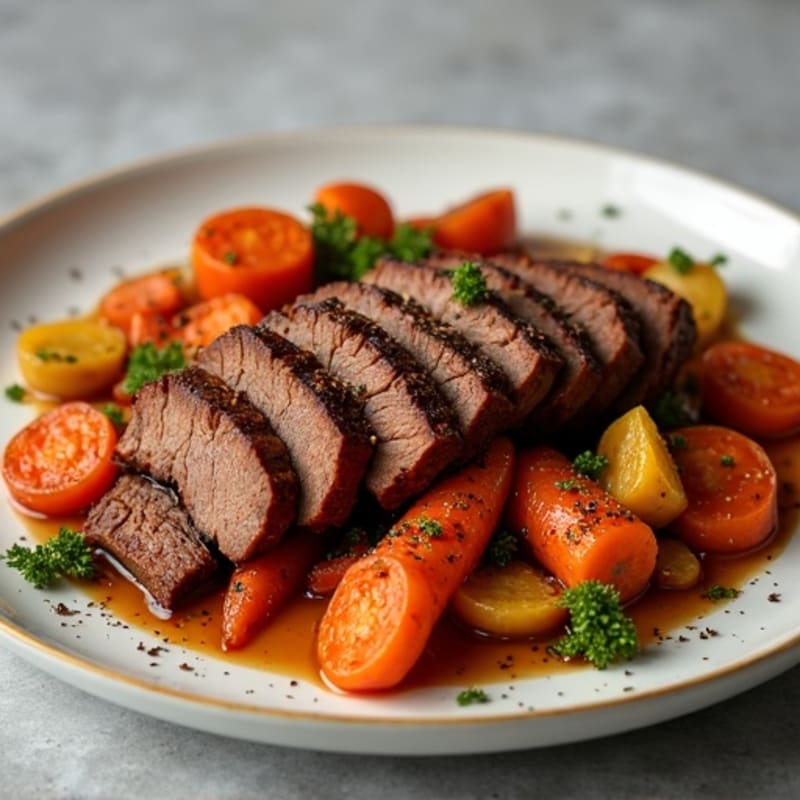 Smoky Tender Brisket with Roasted Root Vegetables