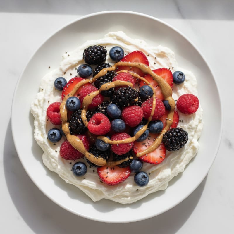 Greek Yogurt Protein Mousse with Mixed Berries