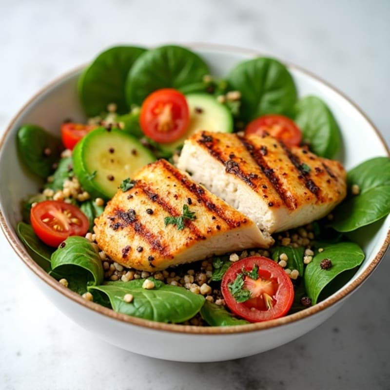 Grilled Chicken Breast with Quinoa Spinach Salad