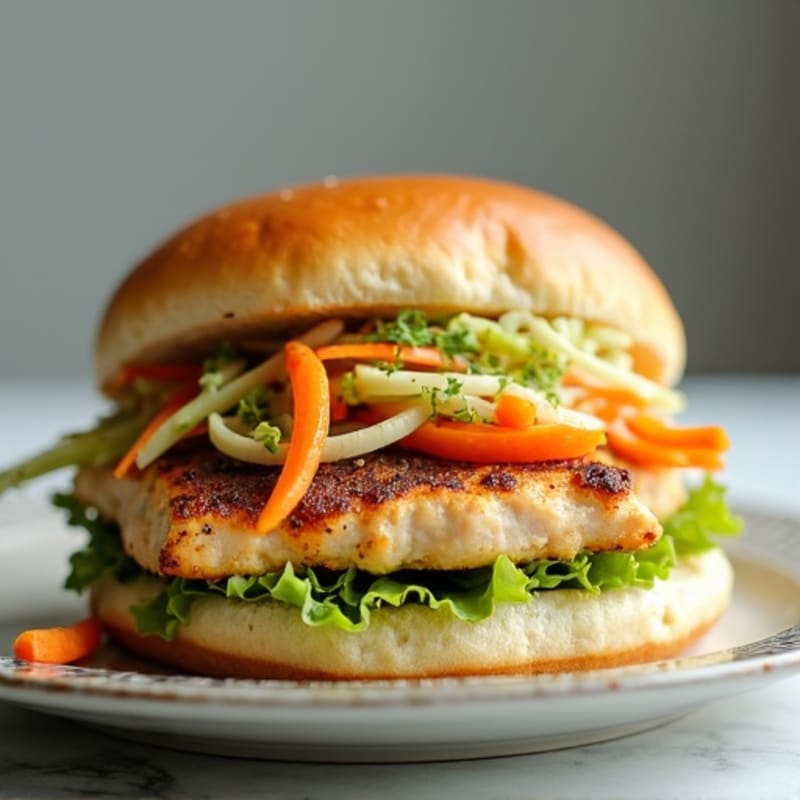 Lemon Herb Grilled Chicken Sandwich with Crunchy Slaw