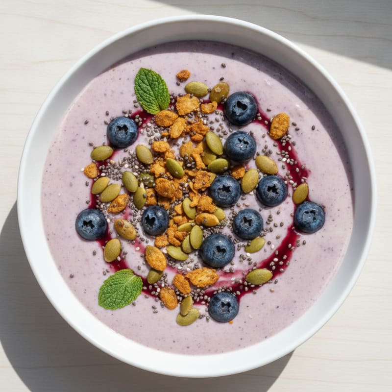 Silky Tofu Protein Smoothie Bowl with Chia and Pumpkin Seeds