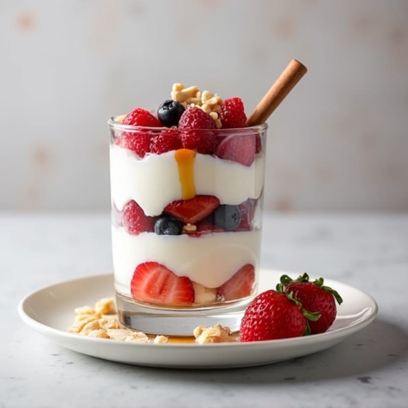 Greek Yogurt Protein Parfait with Mixed Berries and Almonds