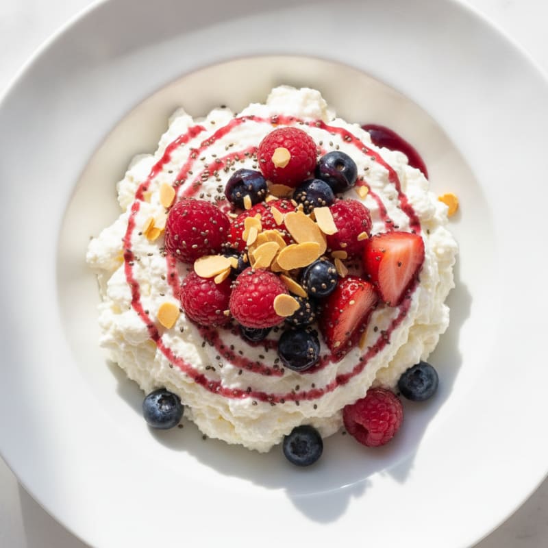 Greek Yogurt Protein Mousse with Mixed Berries