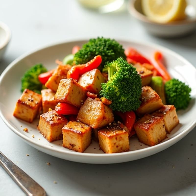 Sweet Maple Glazed Tempeh with Crispy Vegetables