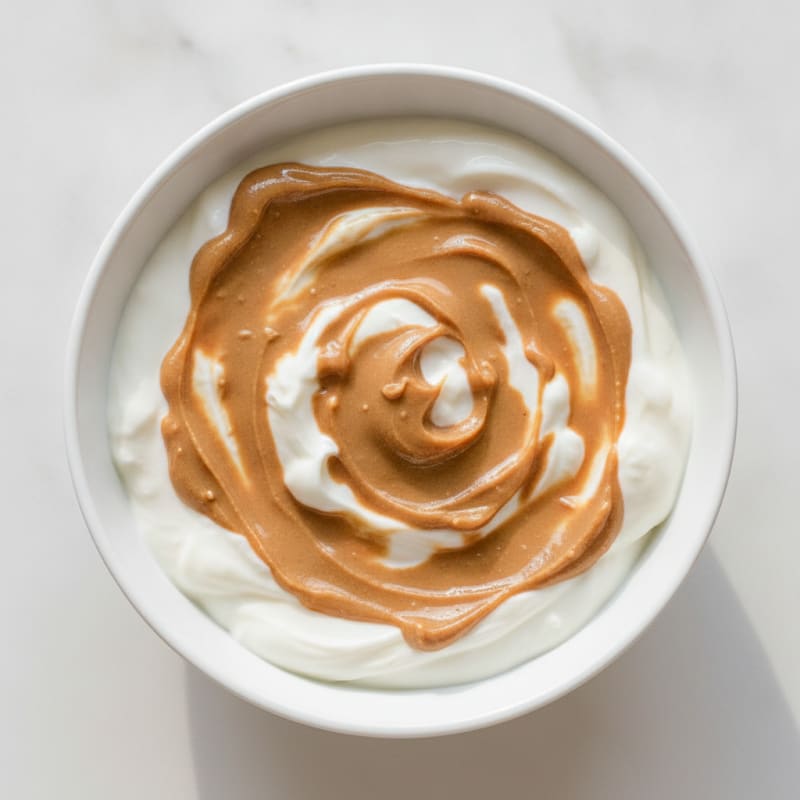 Vanilla Protein Greek Yogurt with Peanut Butter Swirl