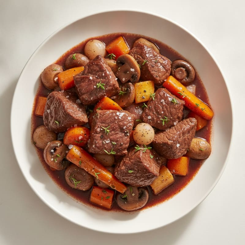 Beef Bourguignon with Root Vegetables