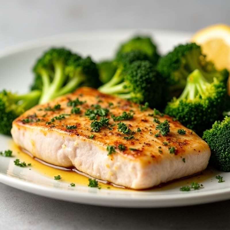 10-Minute Sheet Pan Lemon Herb Tuna with Roasted Broccoli