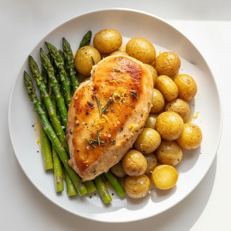 Lemon-Herb Roasted Chicken with Asparagus