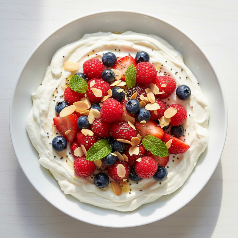 Silky Greek Yogurt Protein Pudding with Fresh Berries