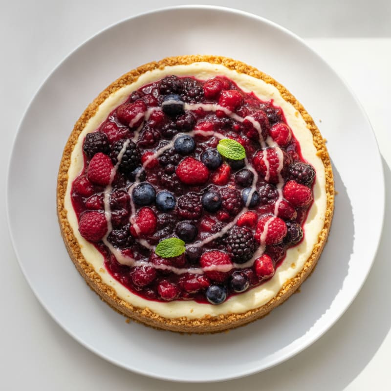 Silky Protein Cheesecake with Mixed Berries
